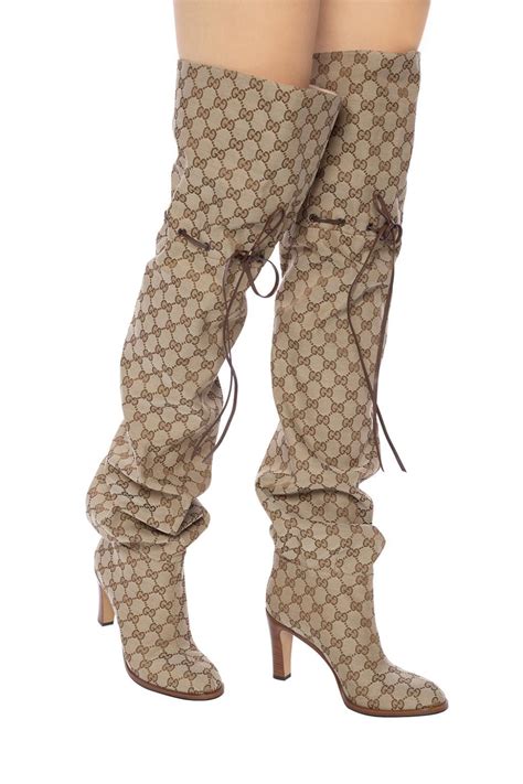 how much gucci monogram boots|thigh high Gucci boots.